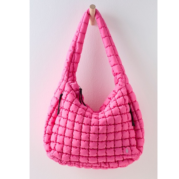 NWOT Free People Quilted Carry All bubblegum pink - Picture 3 of 4